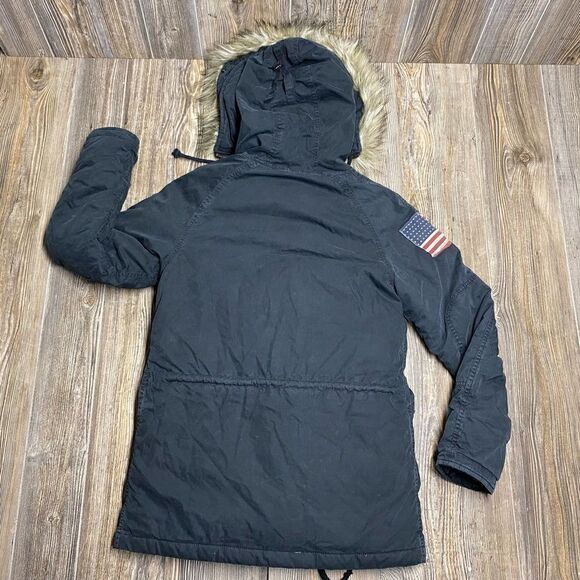 RALPH LAUREN D&S Women's Military Snorkel Down Jacket American Flag Black sz XS - Picture 7 of 13